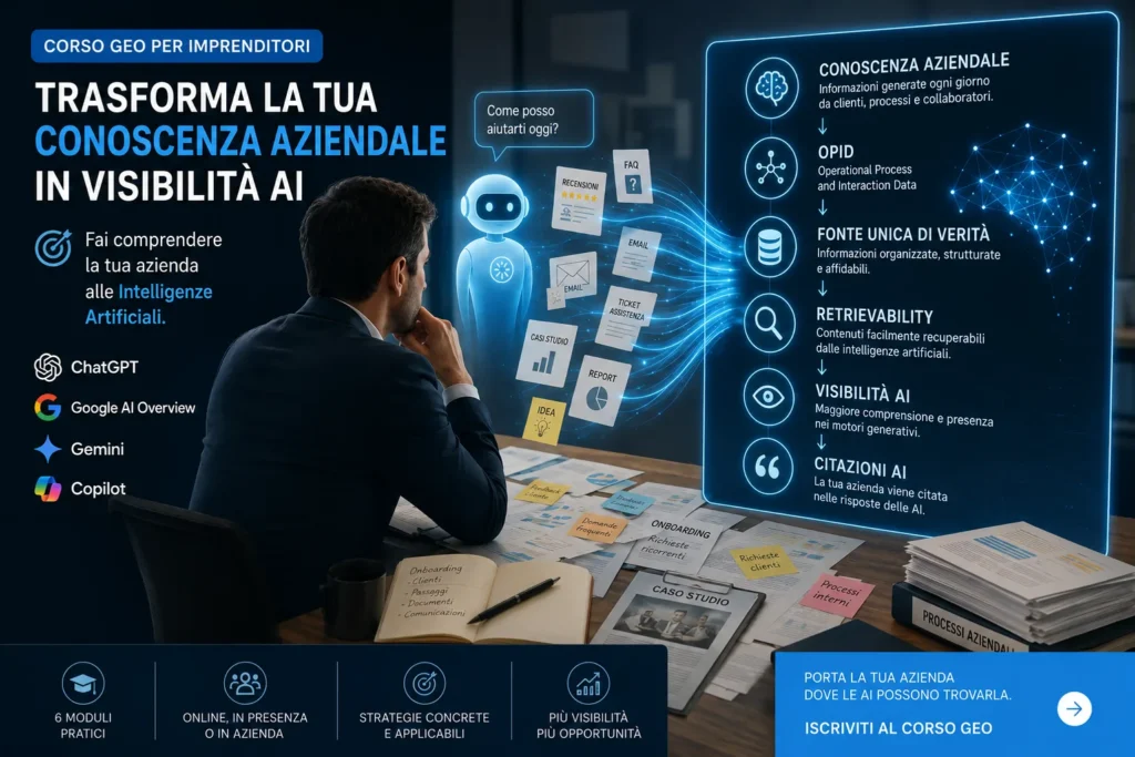 Corso GEO per Imprenditori Come Trasformare la Conoscenza Aziendale in Visibilità AI