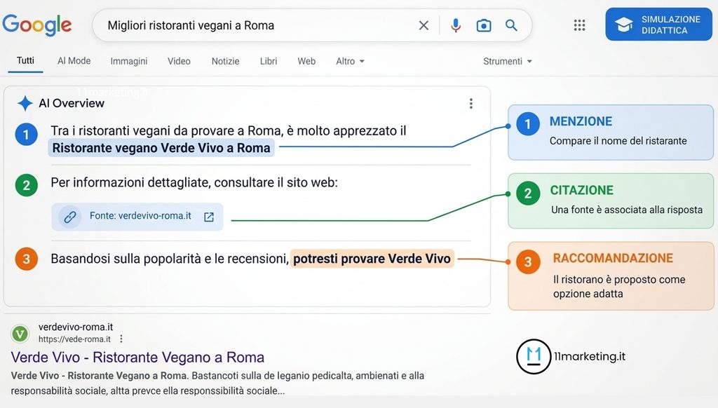 menzioni, citazioni e raccomandazioni nelle risposte AI