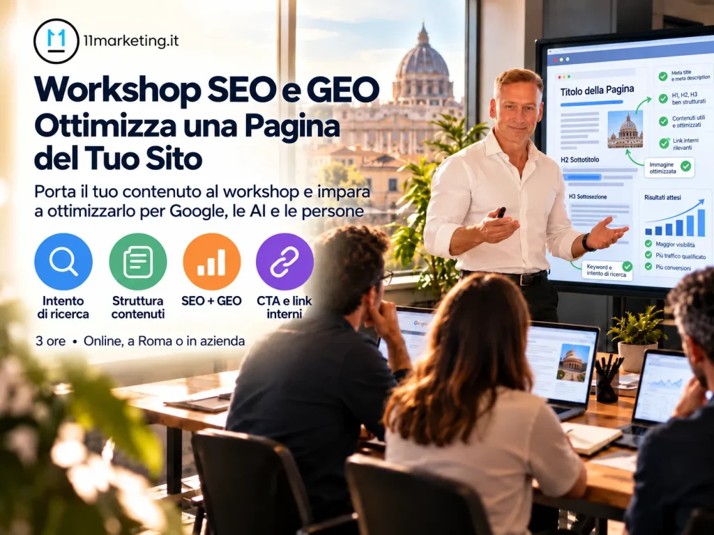 Workshop SEO e GEO Ottimizza una Pagina del Tuo Sito